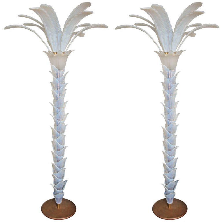 Pair of Spectacular Vintage Murano Opaline Glass Palm Tree Floor ... Pair of Spectacular Vintage Murano Opaline Glass Palm Tree Floor ...