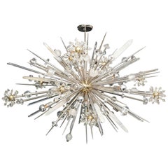 Lustre Spoutnik autrichien en cristal et cristal de roche fait sur mesure