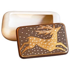 "Leaping Deer in Snow, " Striking Art Deco Lidded Box by Waylande Gregory