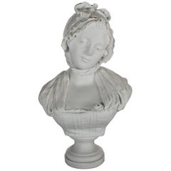 Antique French Parian Porcelain 3/4 Bust of Young Woman, circa 1880 9