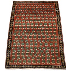 Antique Persian Tribal Rug with Flower Motif, circa 1940