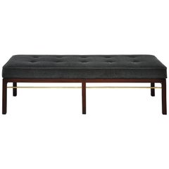 Dunbar Bench by Edward Wormley in Gray Mohair with Brass Stretchers 6