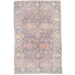 Blue Antique Fine Cotton Agra Rug, circa 1920