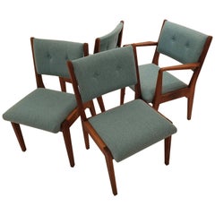Danish Mid-Century Modern Set of Four Chairs in Walnut by Jens Risom