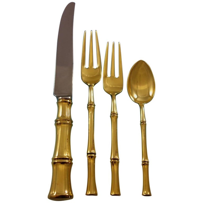 Bamboo Gold by Tiffany and Co. Sterling Silver Flatware Set Service 28