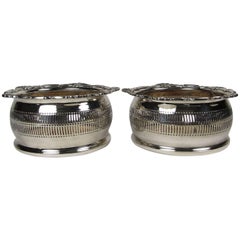 Decorative Pair of English William Adams Silver Plated Wine Coasters