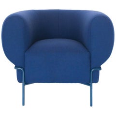 Contemporary Madda Lounge Chair in Blue Wool