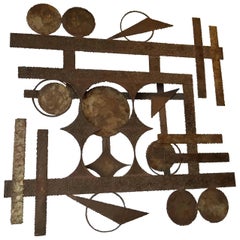 Striking Monumental Solid Raw Cut Steel Wall-Mounted Abstract Sculpture 8