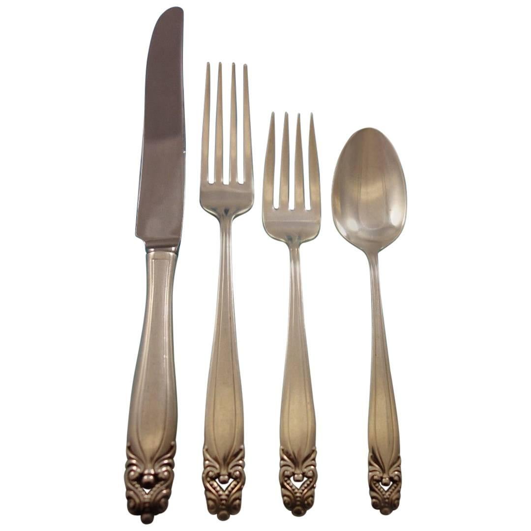 King Christian by Wallace Sterling Silver Flatware Set for 8 Service 32 Pieces For Sale