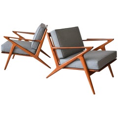 Pair of Original Poul Jensen 'Z' Chairs by Selig, circa 1960