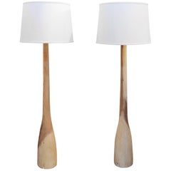 Organic Form Floor Lamp, Bleached Teak