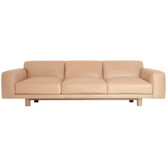 Zeitgenössisches Flora-Sofa aus Rohrleder mit Untergestell aus weißer Eiche