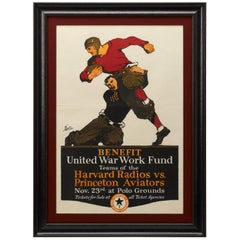 Harvard-Radios vs. Princeton Aviators Vintage-Fußballplakat, um 1918