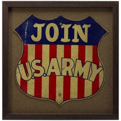 "Join U.S. Army" World War II Era Railroad Recruitment Sign, circa 1940