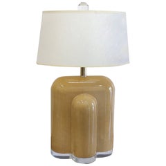 Lacquered Goat Skin and Lucite Mid-Century Modern Table Lamp 5
