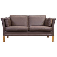 Designer Leather Sofa Brown Two-Seat Couch Modern 7