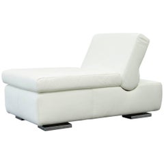 Musterring Designer Leather Footstool White Sofa Couch Pouff One-Seat Modern