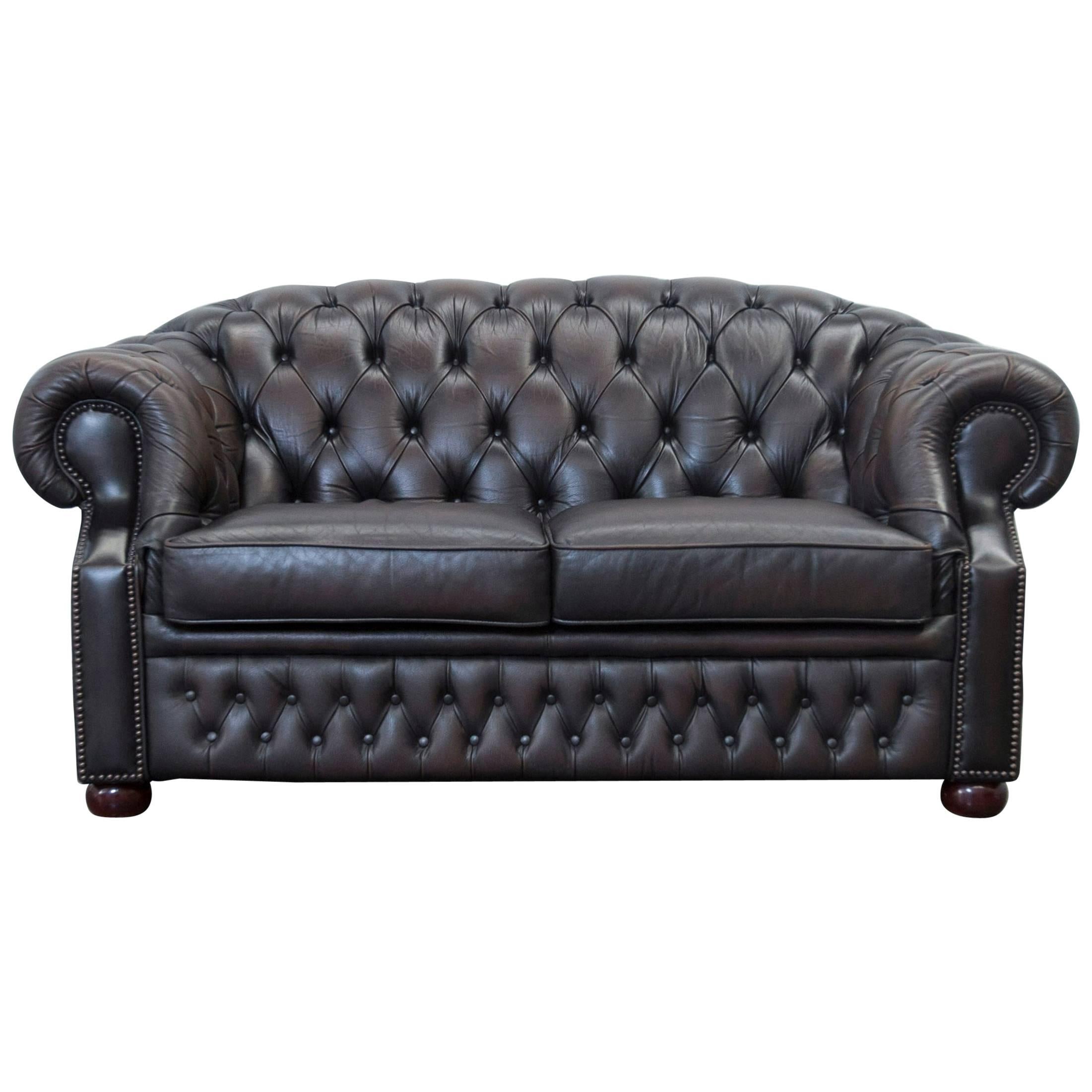 Centurion Chesterfield Leather Sofa Two-Seat Brown Vintage Modern