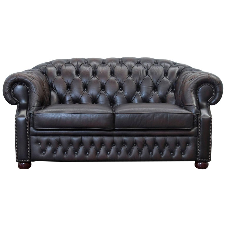 Centurion Chesterfield Leather Sofa TwoSeat Brown Vintage Modern at