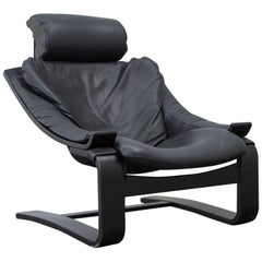 Nelo Original Sweden Chaise cantilever en cuir noir Chaise longue moderne