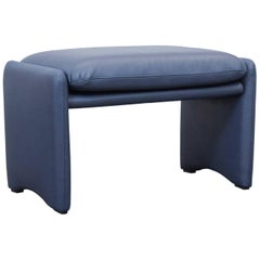 Erpo Designer Leather Footstool Blue Pouf Modern