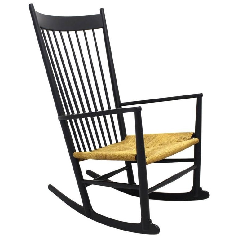 Black Rocking Chair J 16 by Hans Wegner, Denmark, 1944 For Sale at 1stdibs