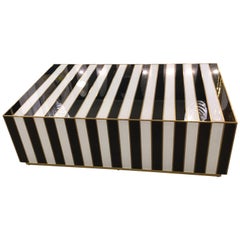 Italian Post Modernist Zebra Coffee Table in Black-White Glass and Brass, 1980 12