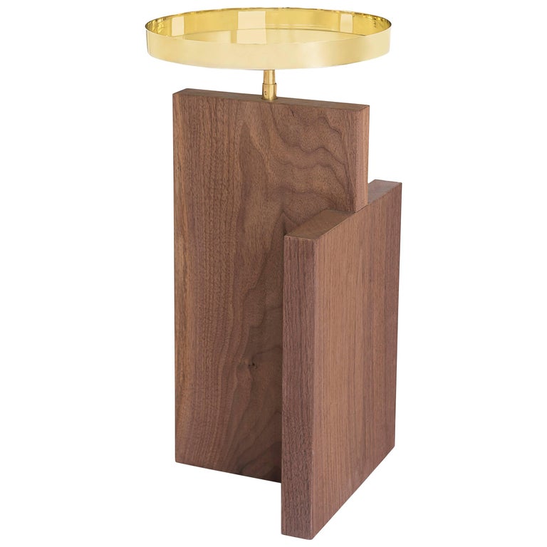 Side Table in Walnut and Brass, Mondai Collection For Sale
