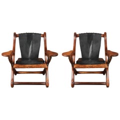 Rare Don Shoemaker Mid-Century Cocobolo Wood Leather Chairs