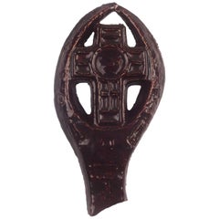 Wall Cross, Brown Painted Ceramic, Handmade in Belgium, 1960s 5