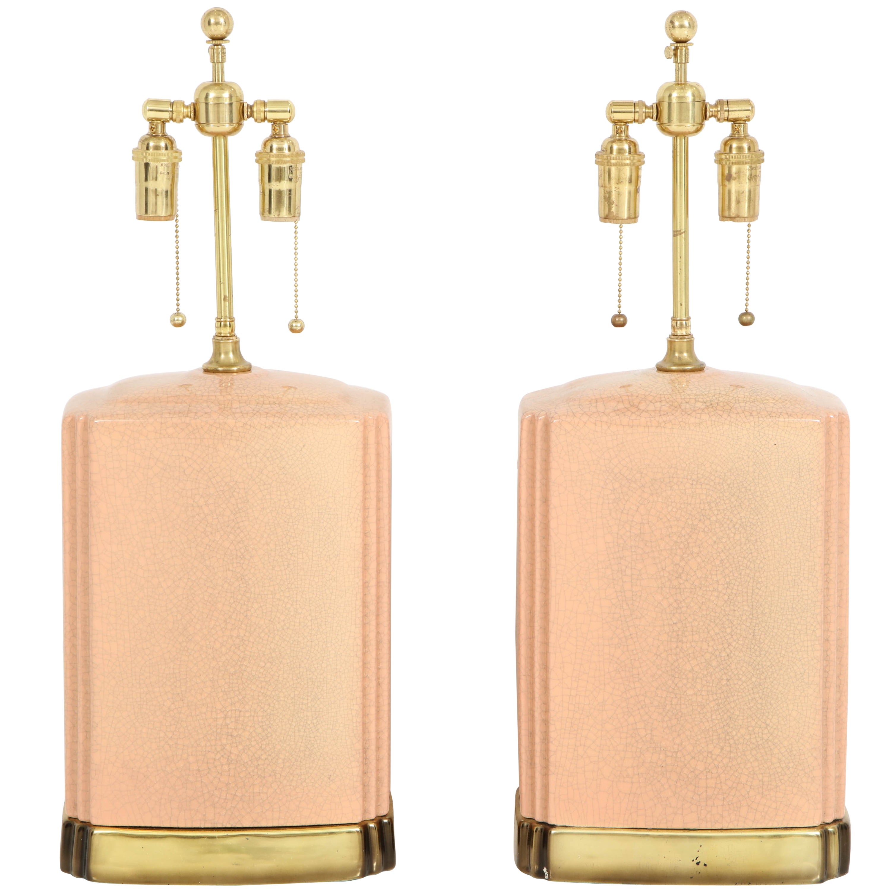 Marc Ward Artist Signed Crackle Glaze Ceramic Table Lamp For Sale at