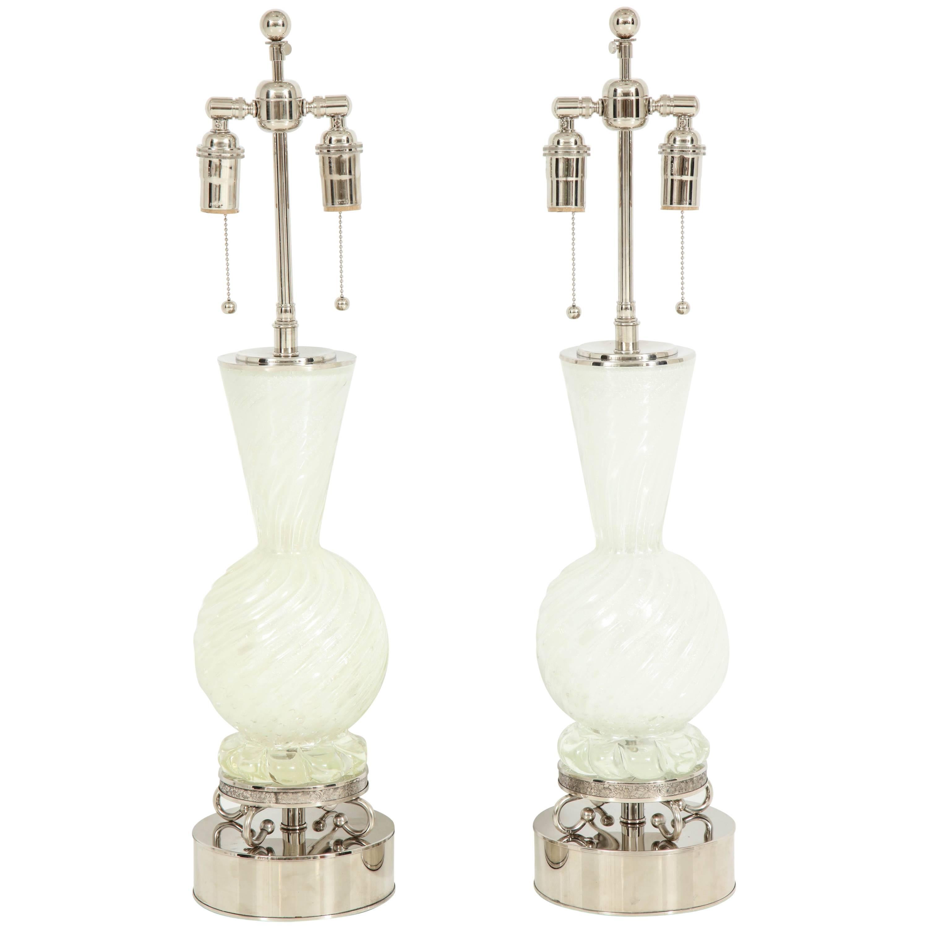 Pair of Barovier and Toso Murano Lamps