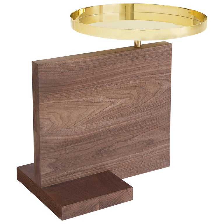 Walnut and Brass Side Table, Mondai Collection For Sale