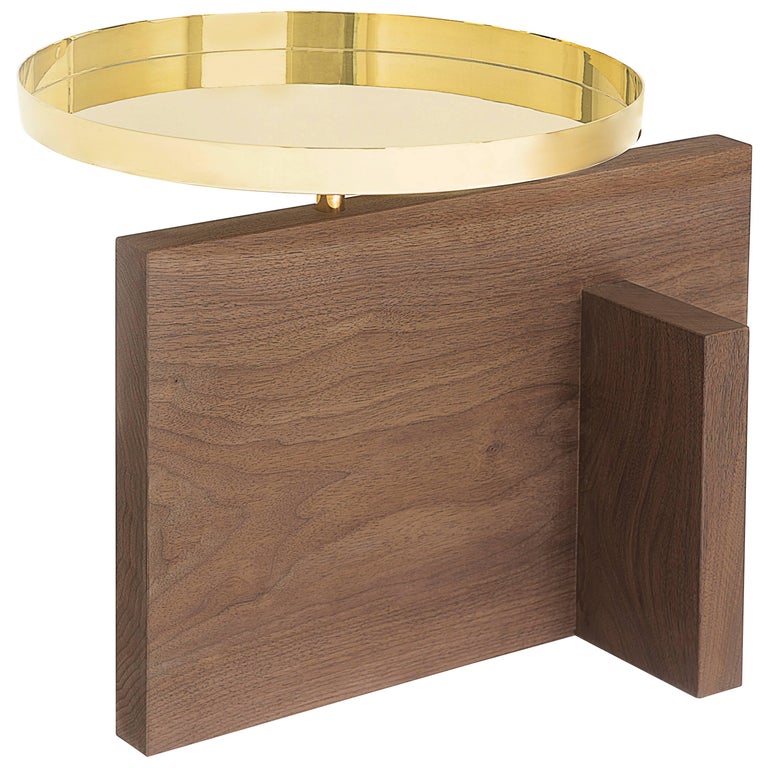 Side Table in Walnut and Brass, Mondai Collection For Sale