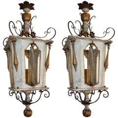 Two Painted French Lanterns from Wood Fragments