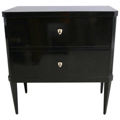 19th Century Two-Drawer Biedermeier Chest in Black Lacquer