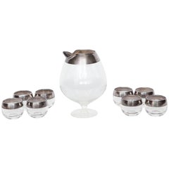 Dorothy Thorpe Sterling Silver Rimmed Cocktail Set 8