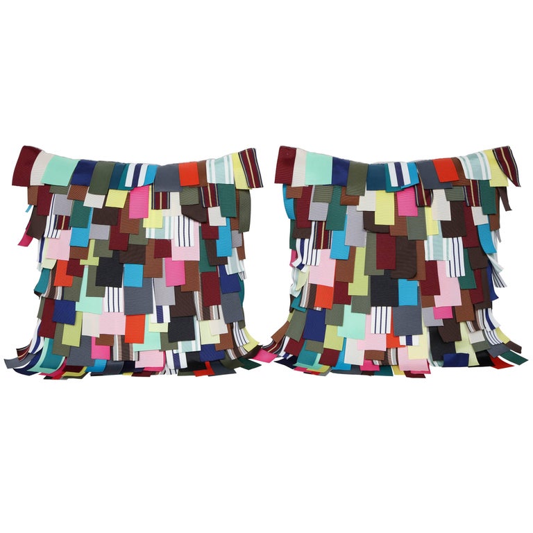 Dransfield and Ross Grosgrain Ribbon Embellished Pillows at 1stDibs