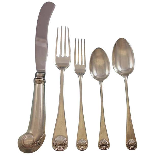 Williamsburg Shell by Stieff Sterling Silver Flatware Set Service 35 ...