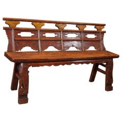 Antique Chinese Shanxi Province Painted Elm Bench, circa 1860