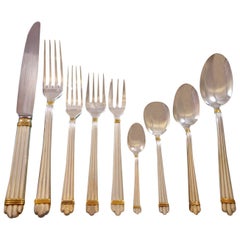 Aria Gold by Christofle France Silver Plate Flatware Set Service 86 Pieces