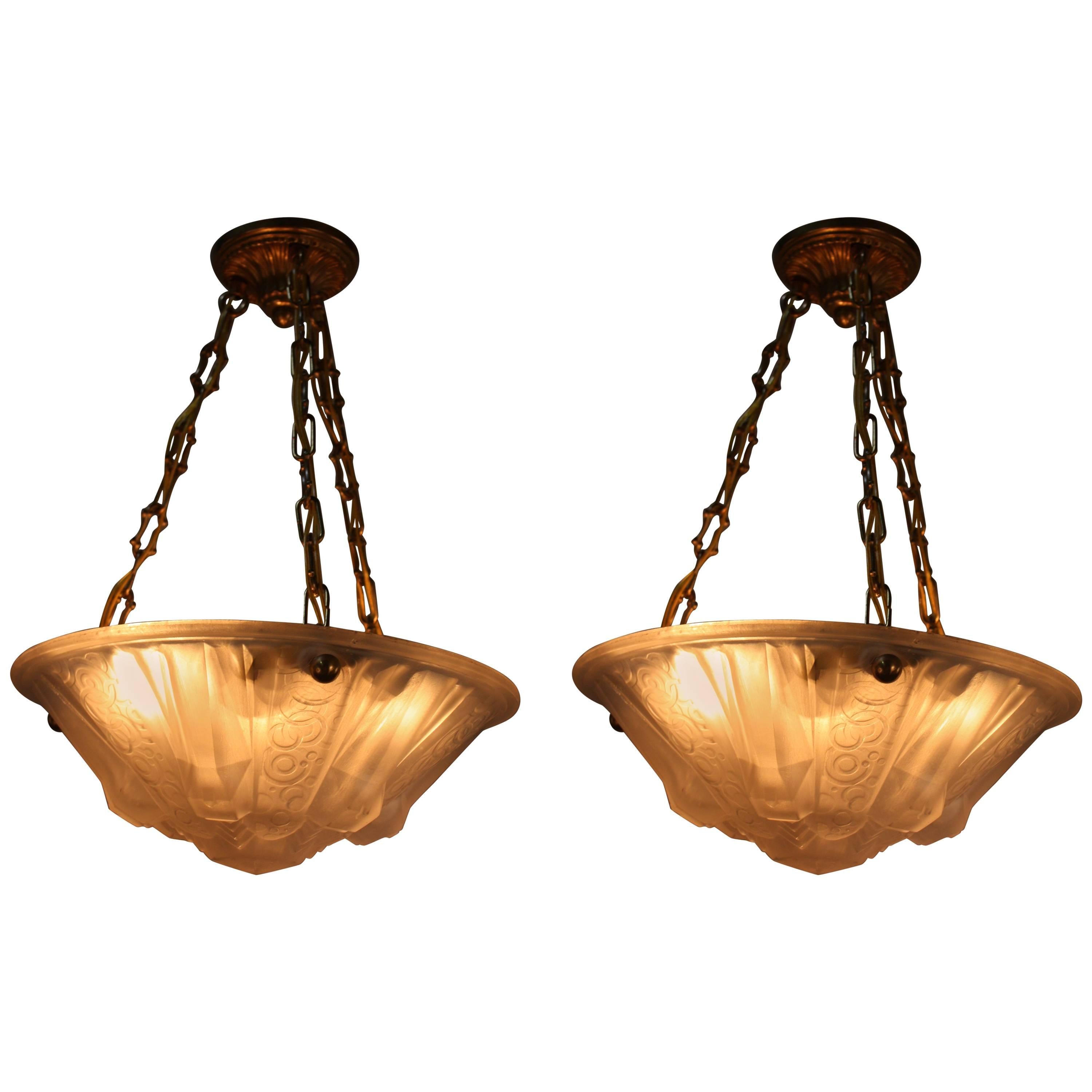 Pair of Art Deco Chandelier by Muller Frères