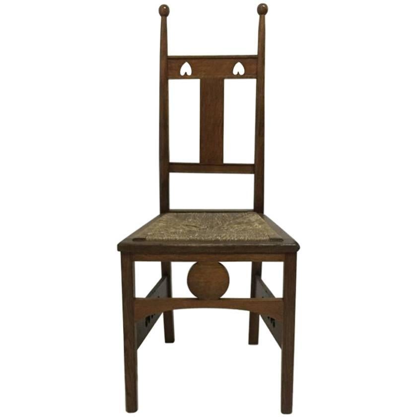 Shapland and Petter High Back Oak Side Chair with Pierced Hearts