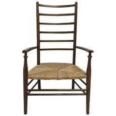 Liberty & Co Arts & Crafts Low Ladder Back Armchair with Rush Seat