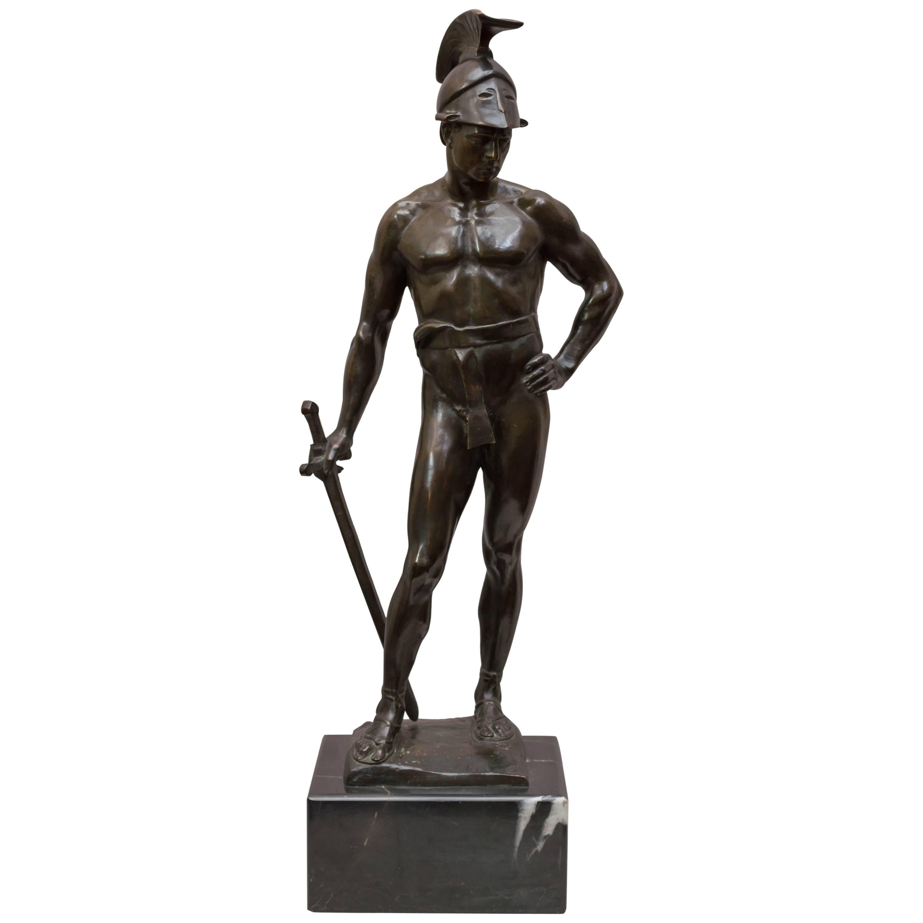 Powerful Semi-Nude Bronze Warrior ca. 1905