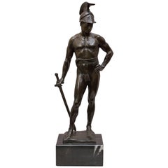 Powerful Semi-Nude Bronze Warrior ca. 1905