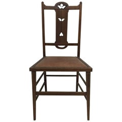 Arts & Crafts Side Chair with Ebony and Pewter Inlays, Probably Waring & Gillow.