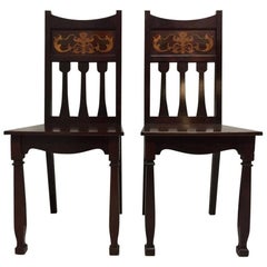 Shapland and Petter Pair of Mahogany Inlaid Hall or Side Chairs