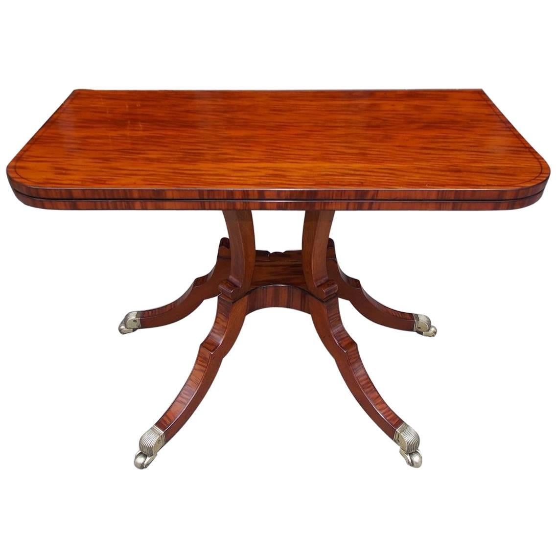 English Regency Figured Kingswood and Ebony Inlaid Hinged Game Table, C. 1810