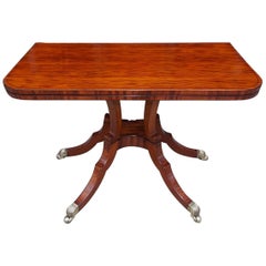 Tavolo da gioco a cerniera in legno di Re e ebano intarsiato, Regenza inglese, 1810 ca.